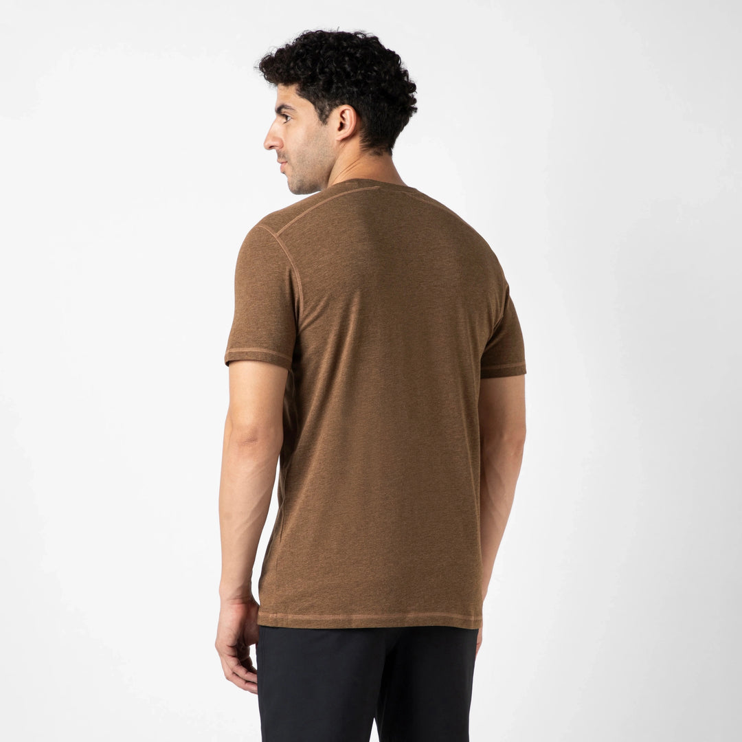 Bamboo Tee Cocoa back on model