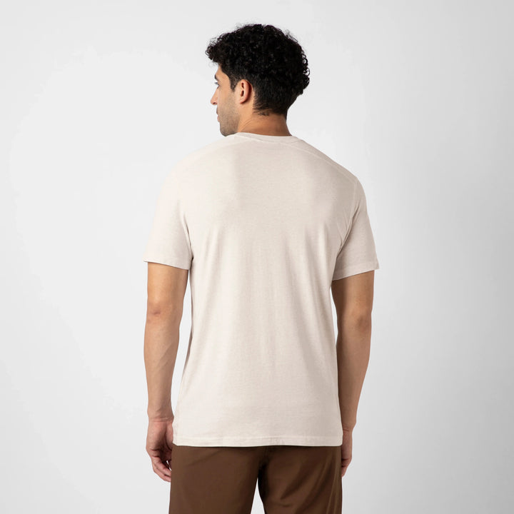 Bamboo Tee Ecru back on model