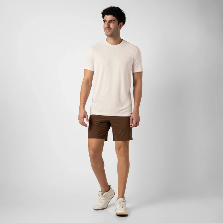 Bamboo Tee Ecru front on model