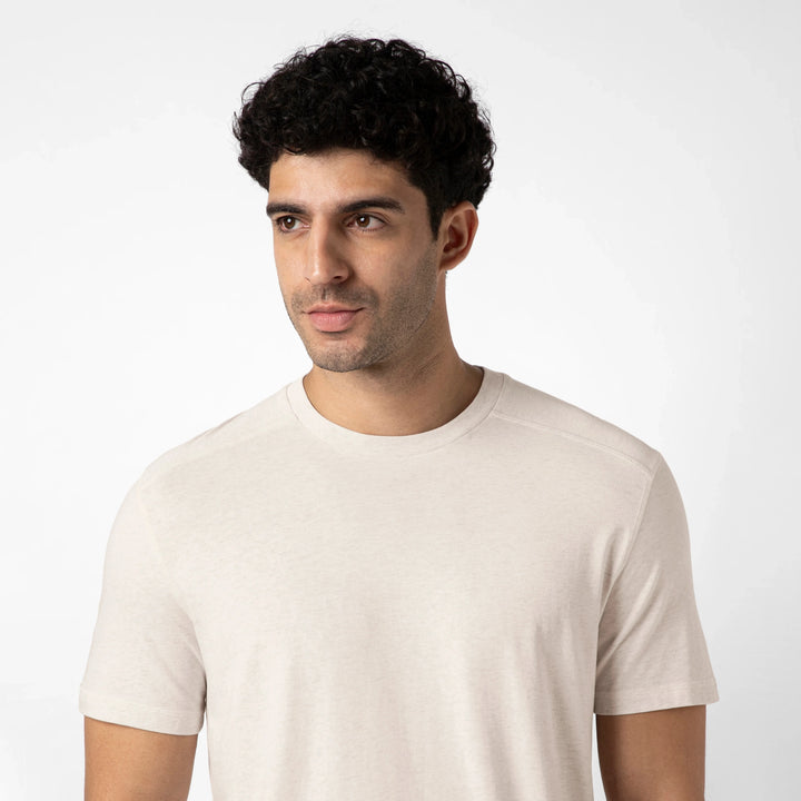 Bamboo Tee Ecru full body on model