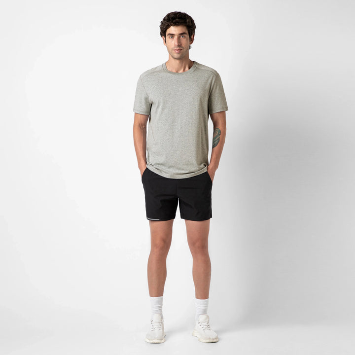 Bamboo Tee Grey full body on model