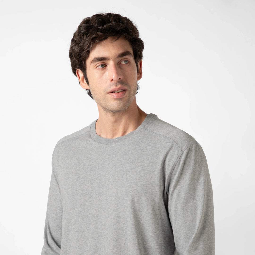 Bamboo Tee Grey close up on model