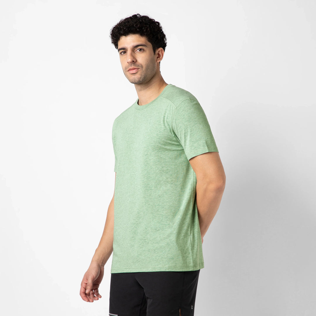 Bamboo Tee Pistachio side on model