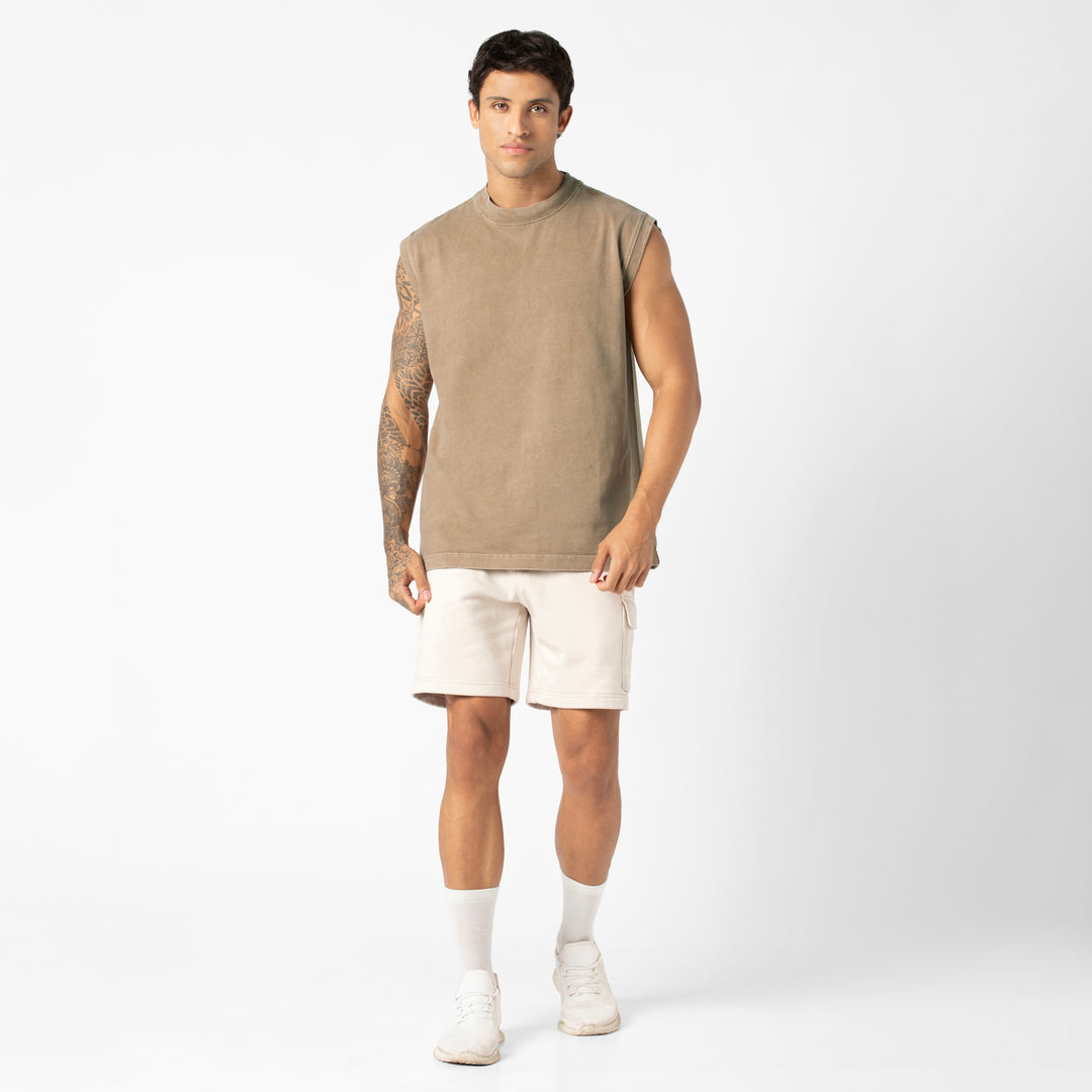 Body Tank in Driftwood on model full body