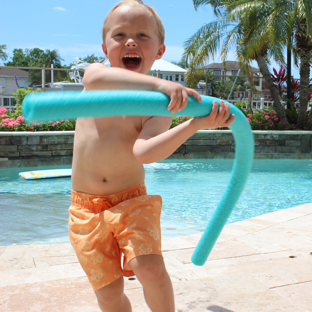 Boys Stretch Swim Bloom on model running with pool noodle
