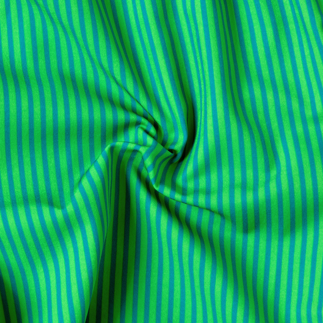 Boys Stretch Swim Gulf Stripe close up of green stripe print