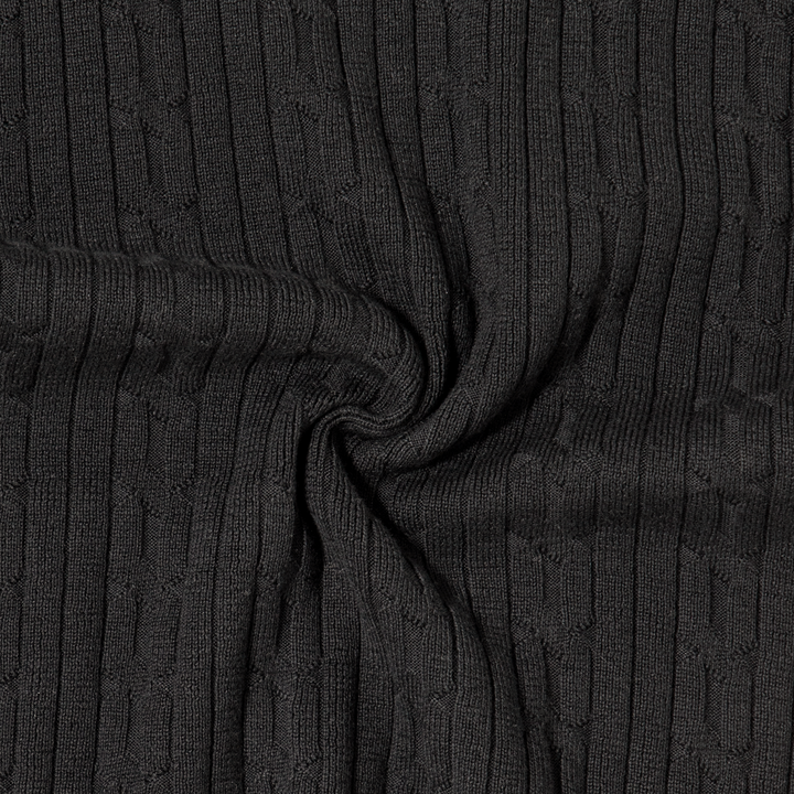 Cable Stitch Sweater Crewneck Black fabric detail