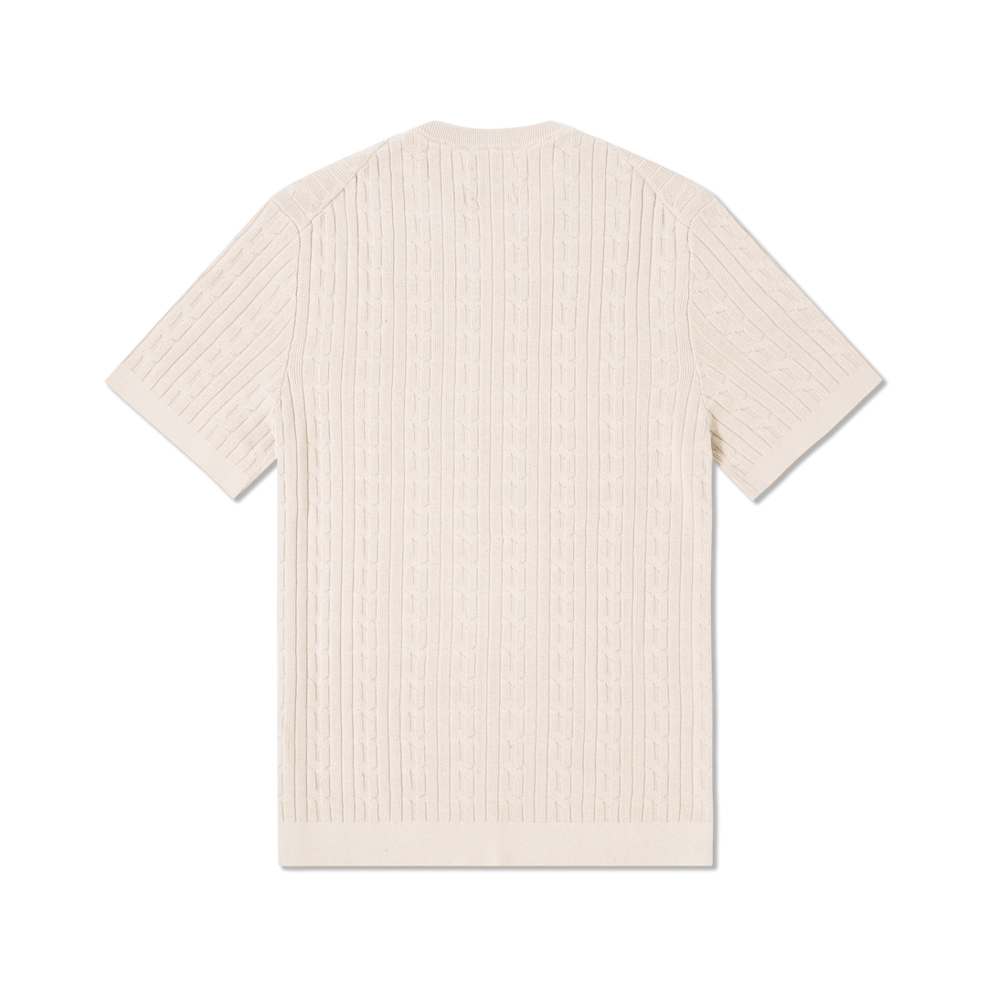 Cable Stitch Sweater Crewneck Bone back flat