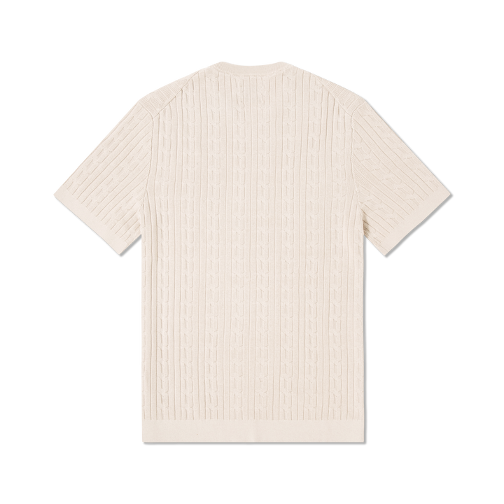 Cable Stitch Sweater Crewneck Bone back flat