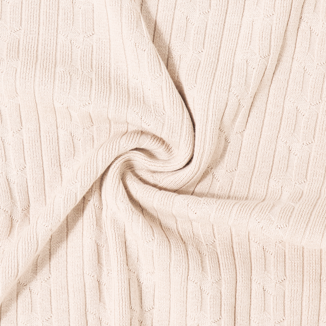 Cable Stitch Sweater Crewneck Bone fabric detail