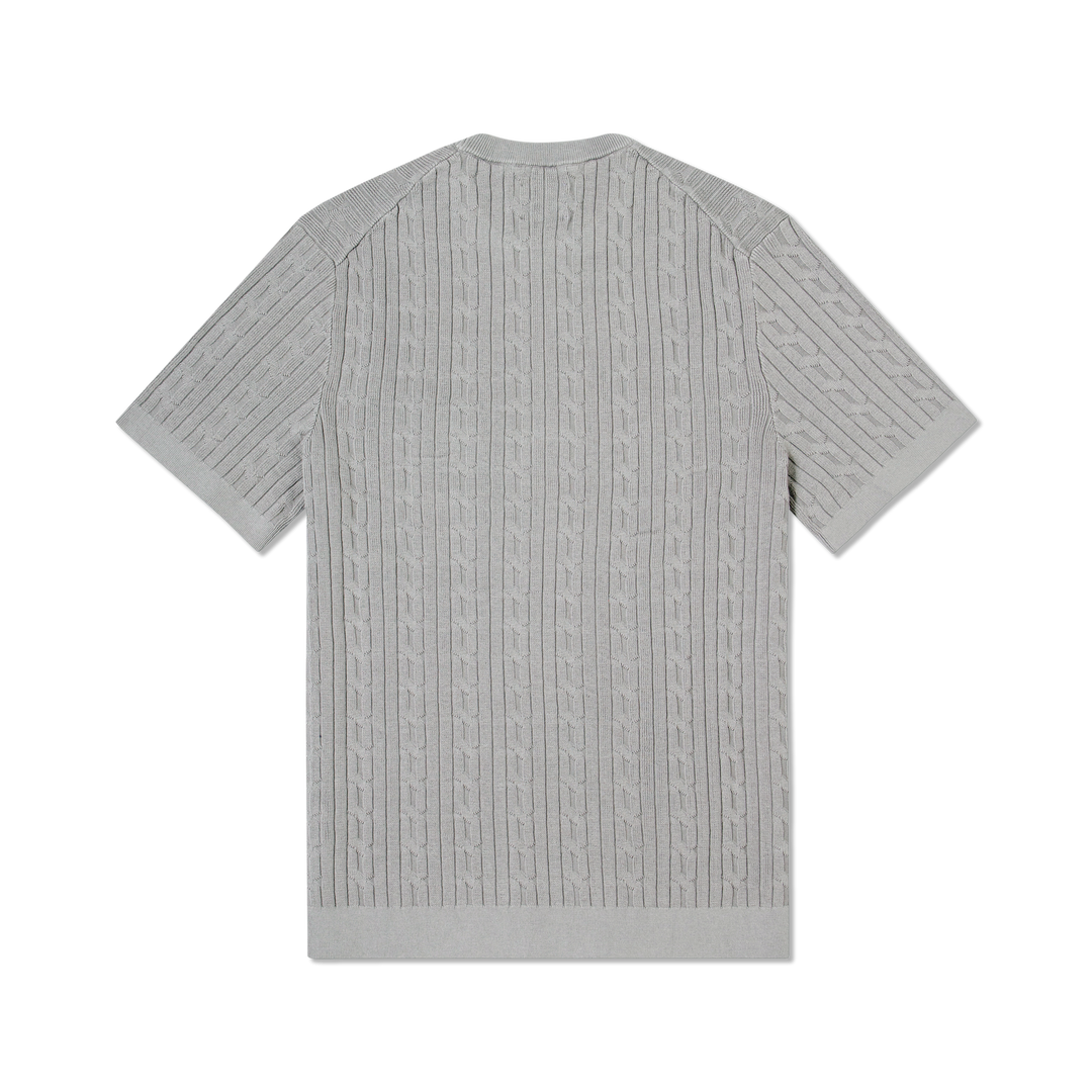 Cable Stitch Sweater Crewneck Grey back flat