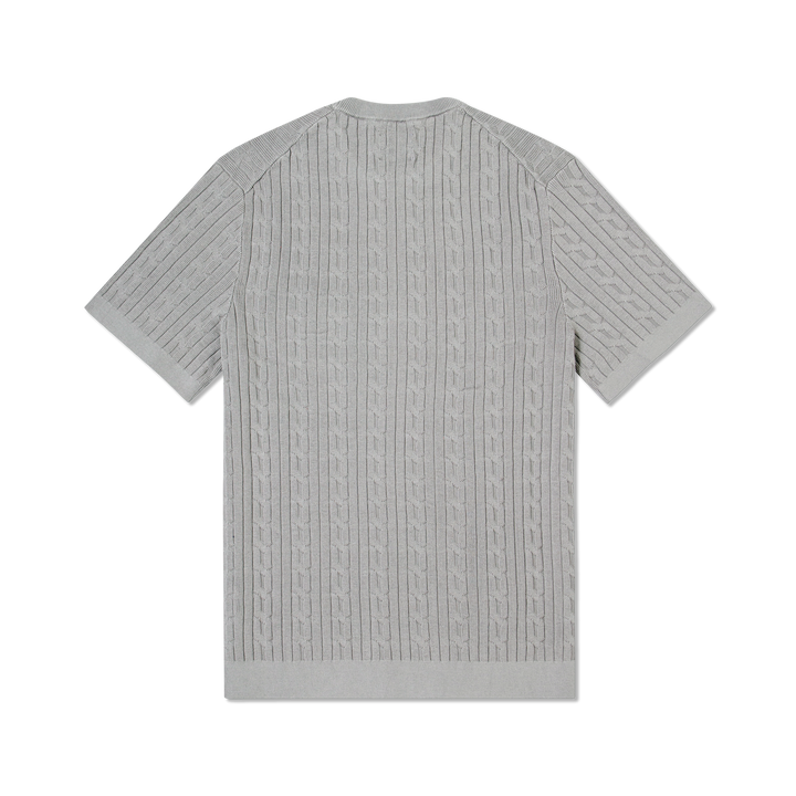 Cable Stitch Sweater Crewneck Grey back flat