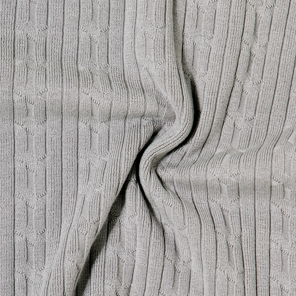 Cable Stitch Sweater Crewneck Grey fabric detail
