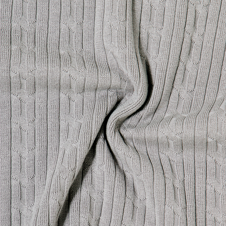 Cable Stitch Sweater Crewneck Grey fabric detail