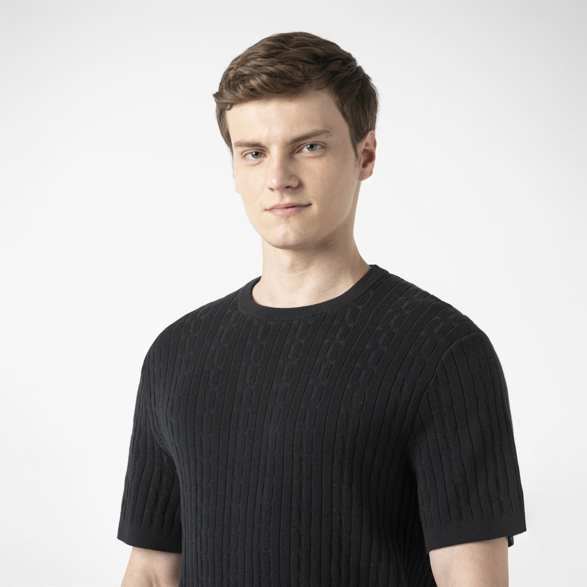 Cable Stitch Sweater Crewneck — Black / S — DESIGN