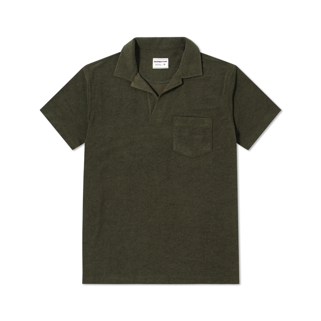 Coastal Terry Polo Dark Pine front flat