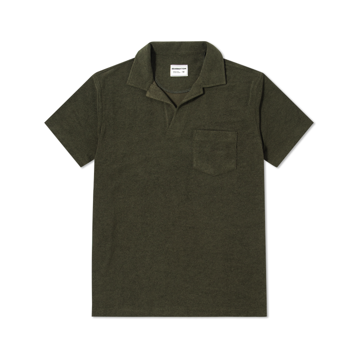 Coastal Terry Polo Dark Pine front flat