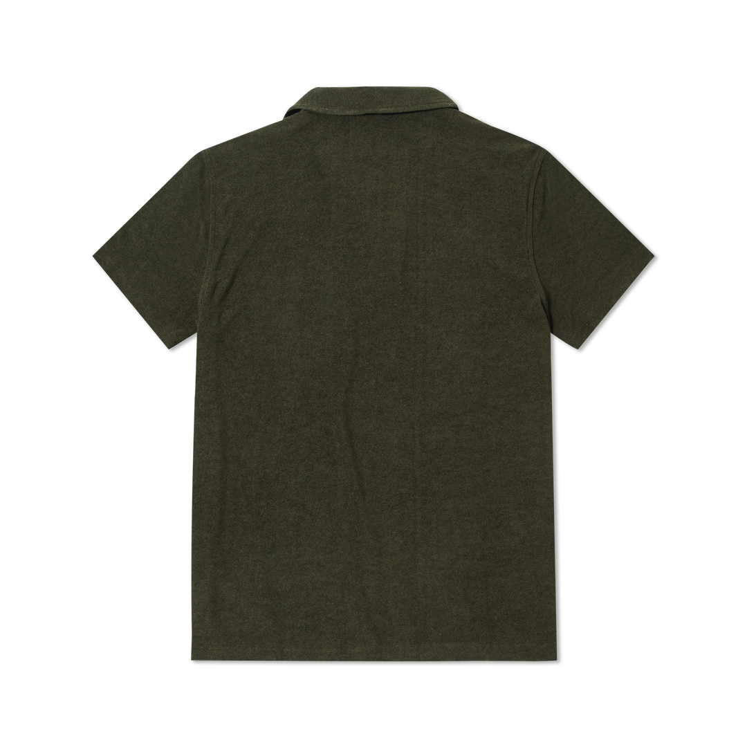 Coastal Terry Polo Dark Pine back flat