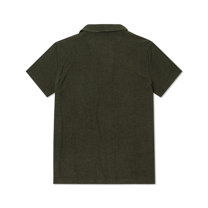 Coastal Terry Polo Dark Pine back flat
