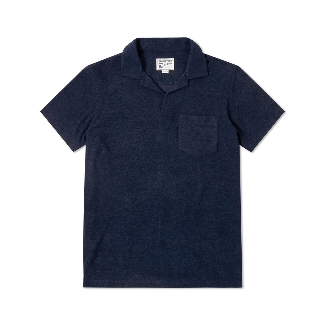 Coastal Terry Polo Navy front flat