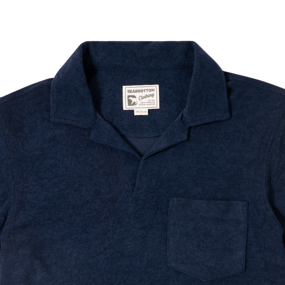 Coastal Terry Polo Navy close up