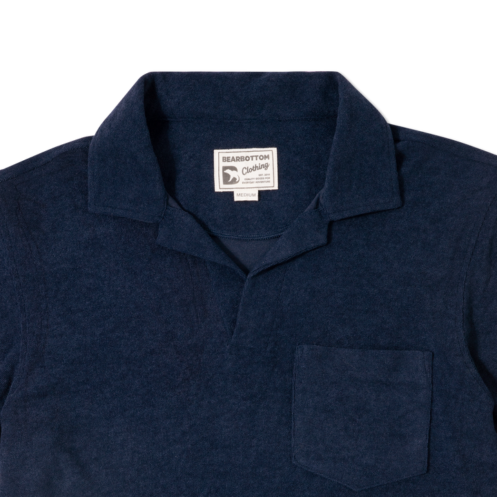 Coastal Terry Polo Navy close up