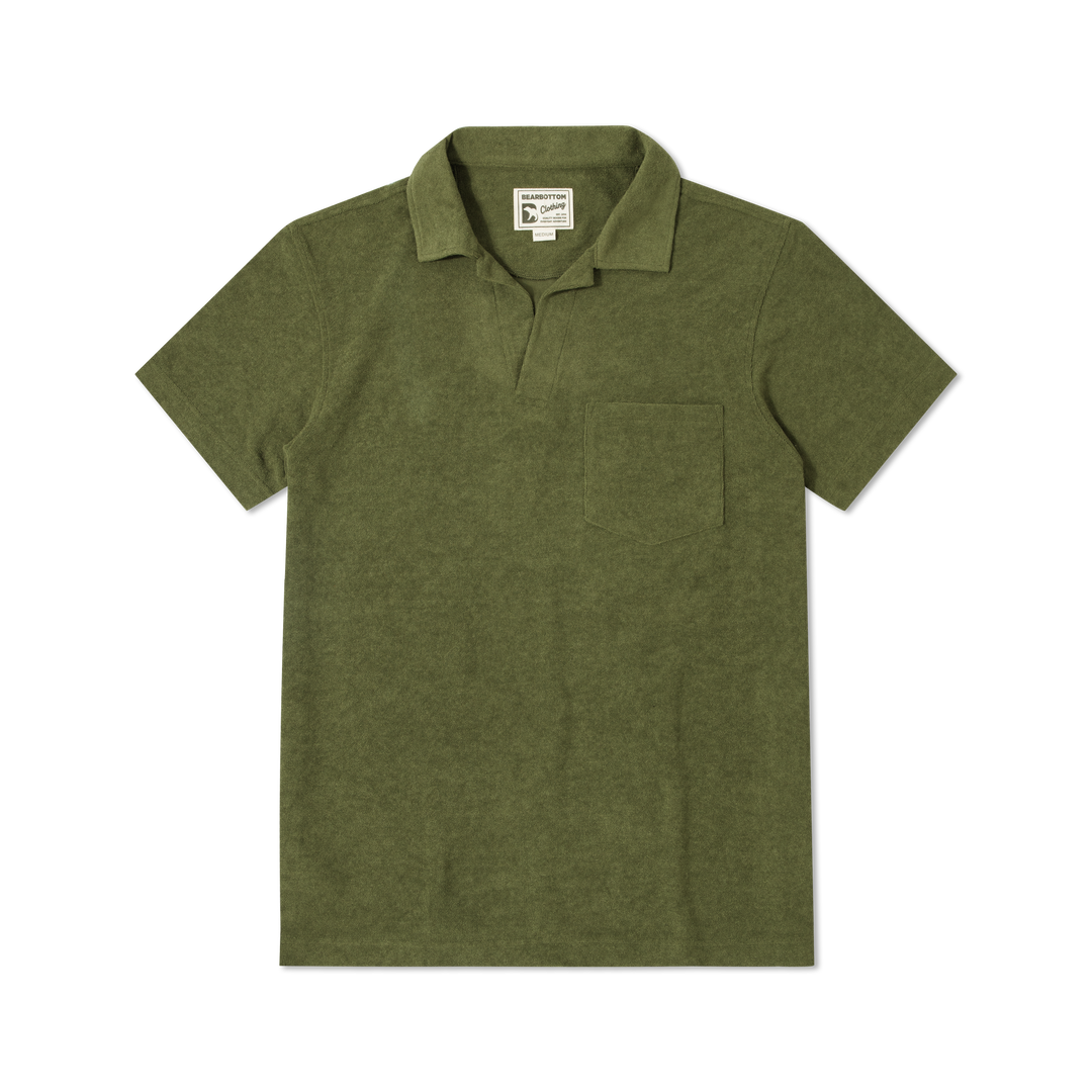 Coastal Terry Polo Olive front flat