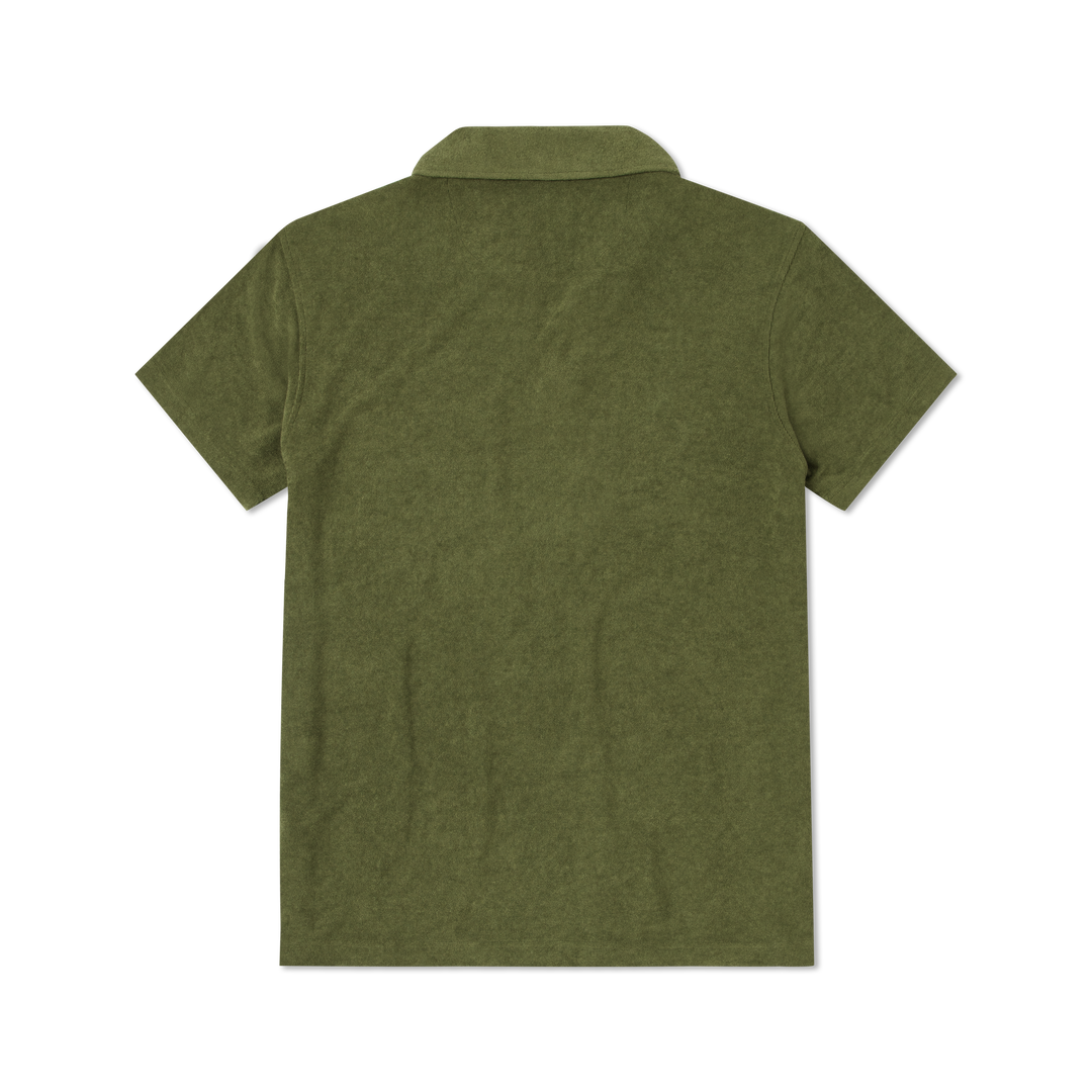Coastal Terry Polo Olive back flat