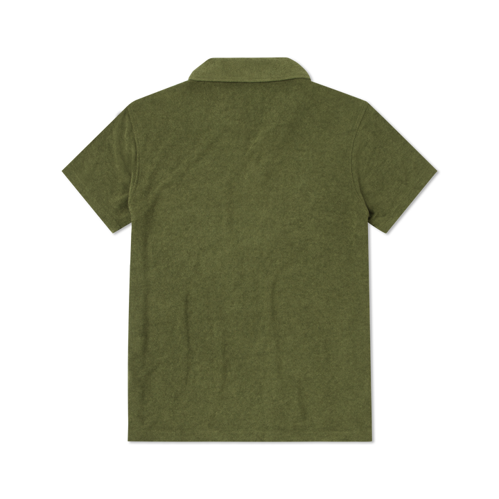 Coastal Terry Polo Olive back flat