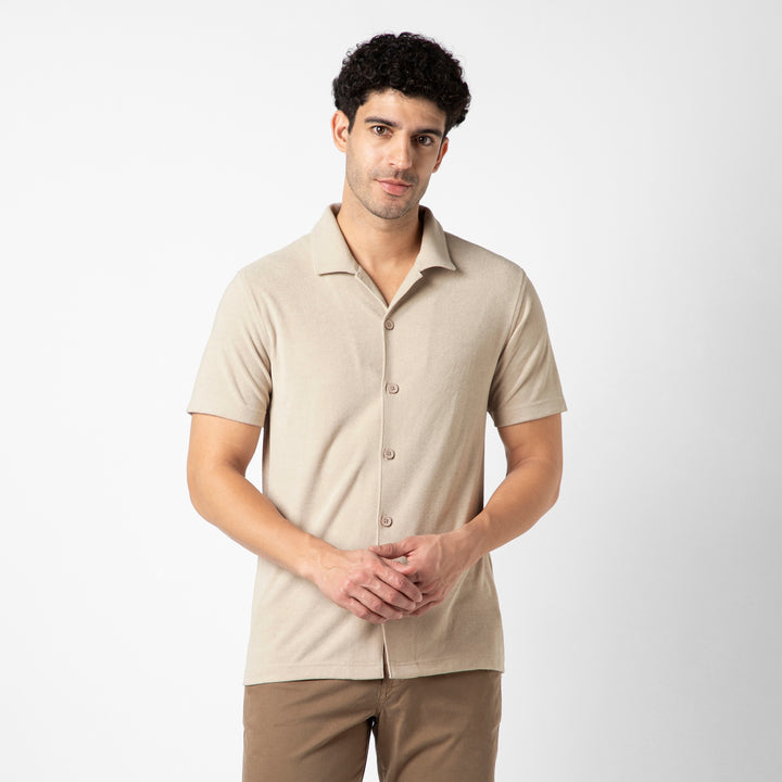 Coastal Terry Shirt Bone front on model