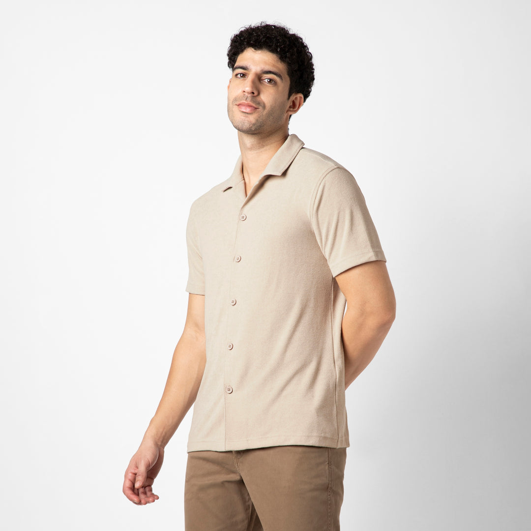 Coastal Terry Shirt Bone side on model