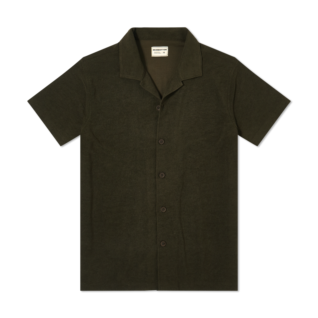 Coastal Terry Shirt Dark Pine front flat