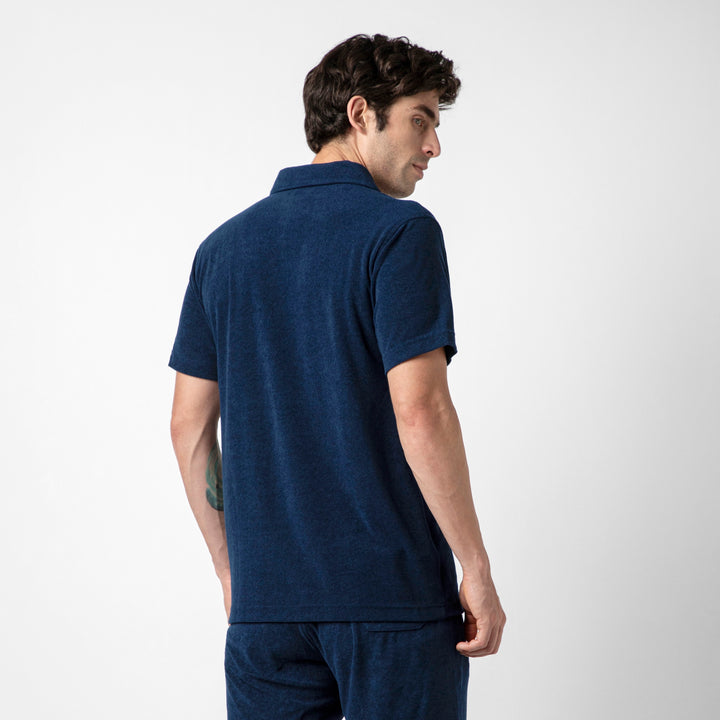 Coastal Terry Shirt Navy back on model