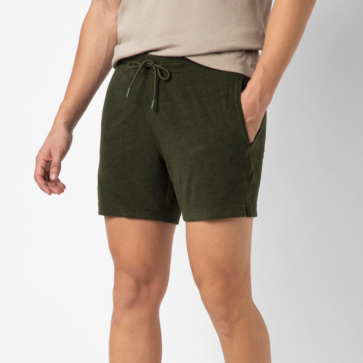 Coastal Terry Short Dark Pine side on model