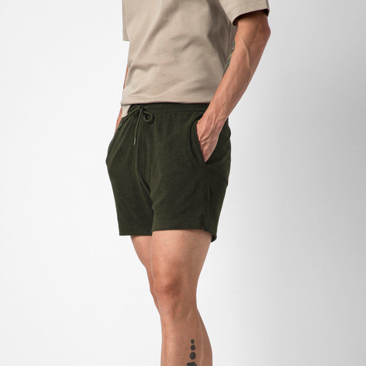 Coastal Terry Short Dark Pine side on model