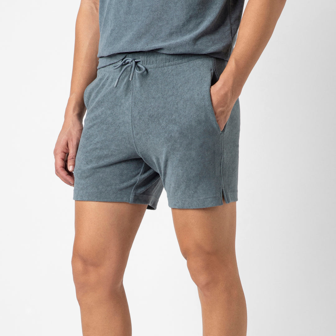 Coastal Terry Short Denim side on model