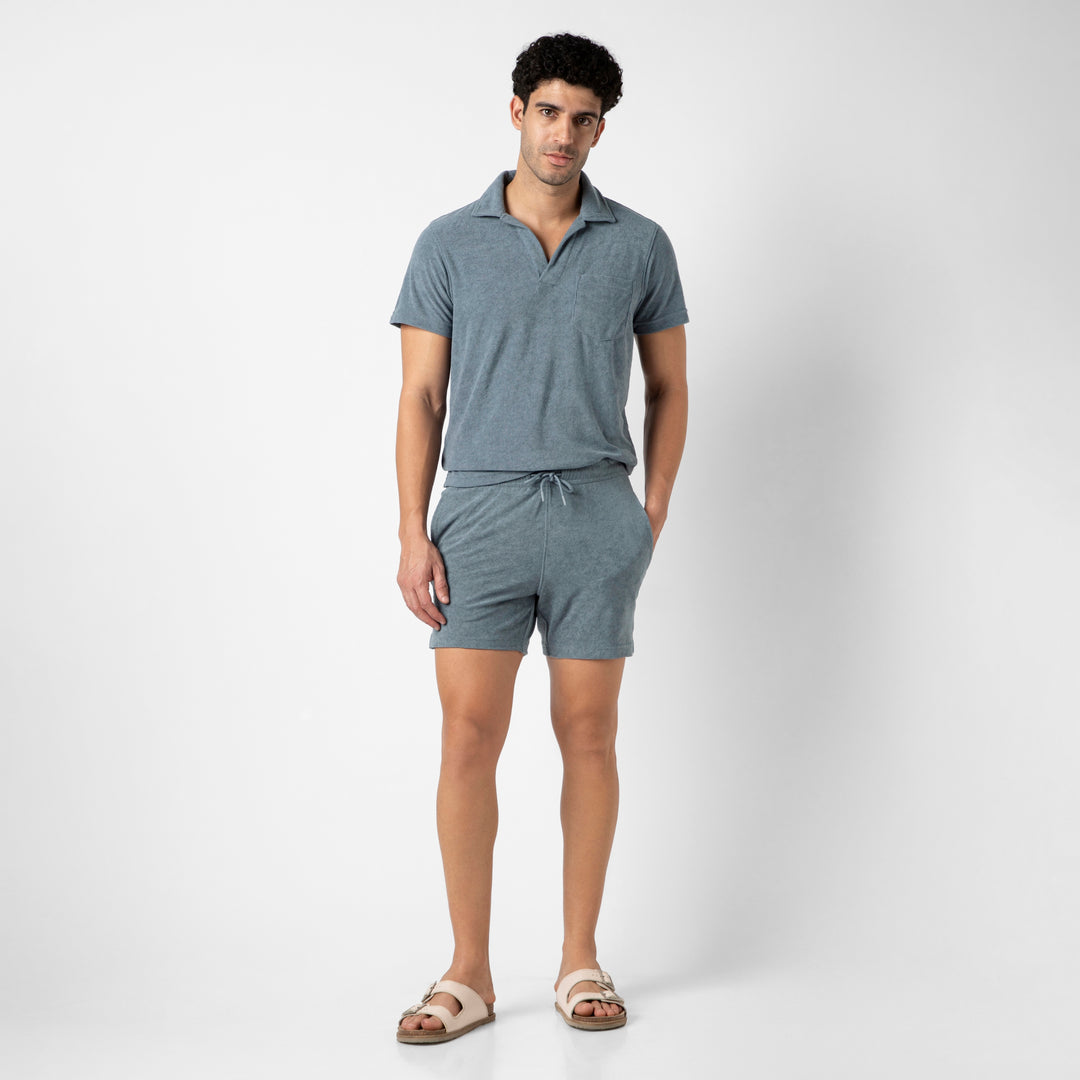 Coastal Terry Short Denim full body on model