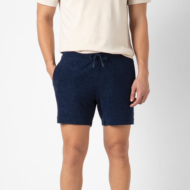 Coastal Terry Short Navy front on model