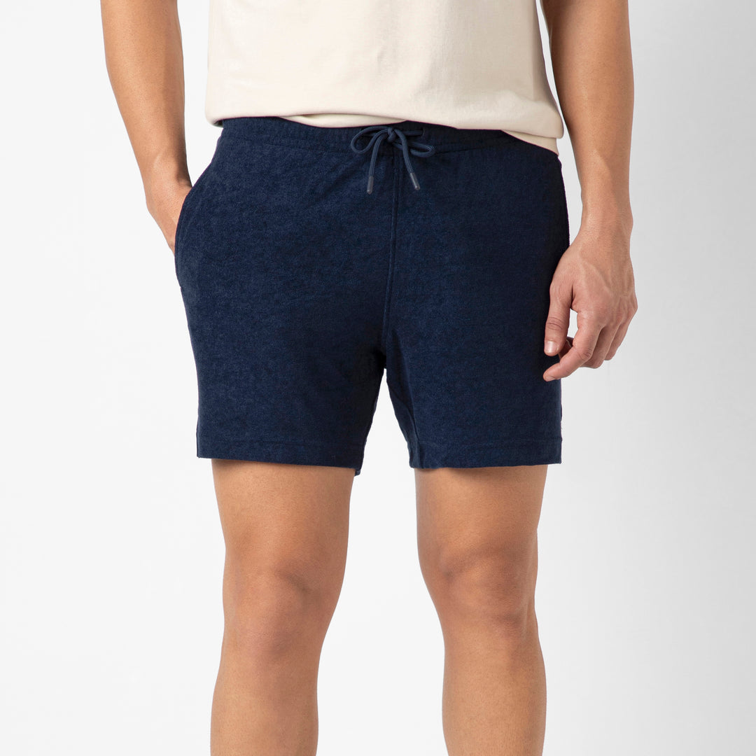 Coastal Terry Short Navy front on model