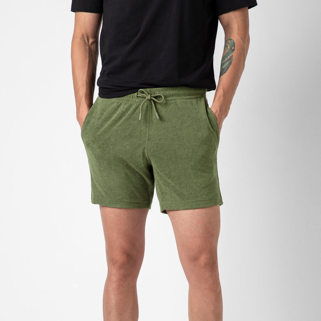 Coastal Terry Short Olive front on model