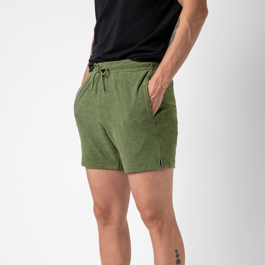 Coastal Terry Short Olive side on model