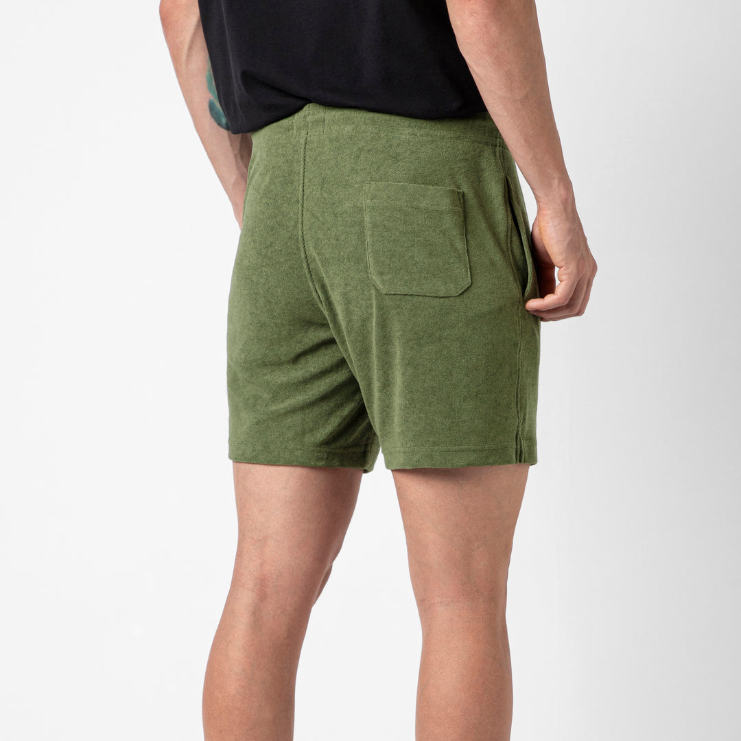 Coastal Terry Short Olive back on model