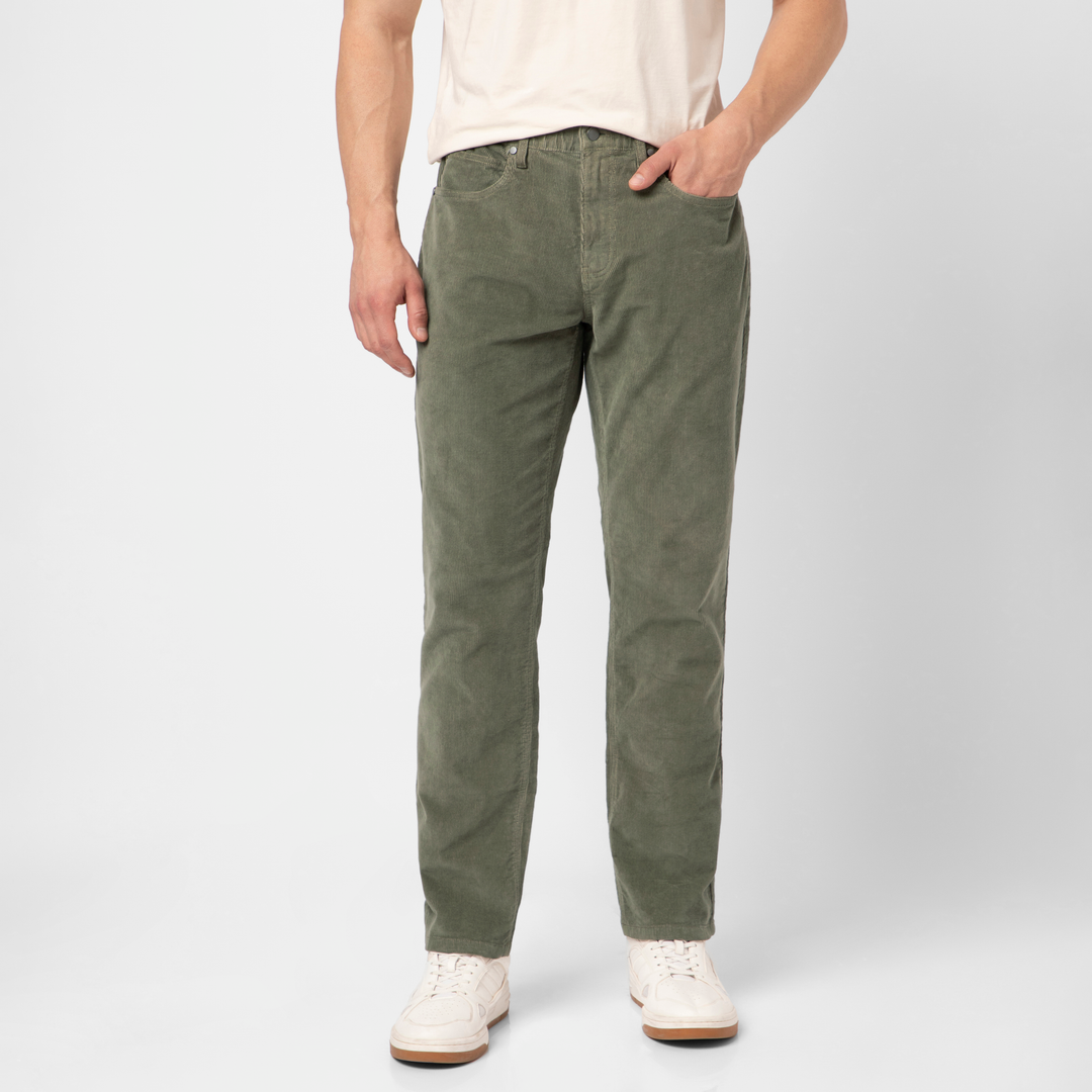 Corduroy 5-Pocket Pant Moss front on model