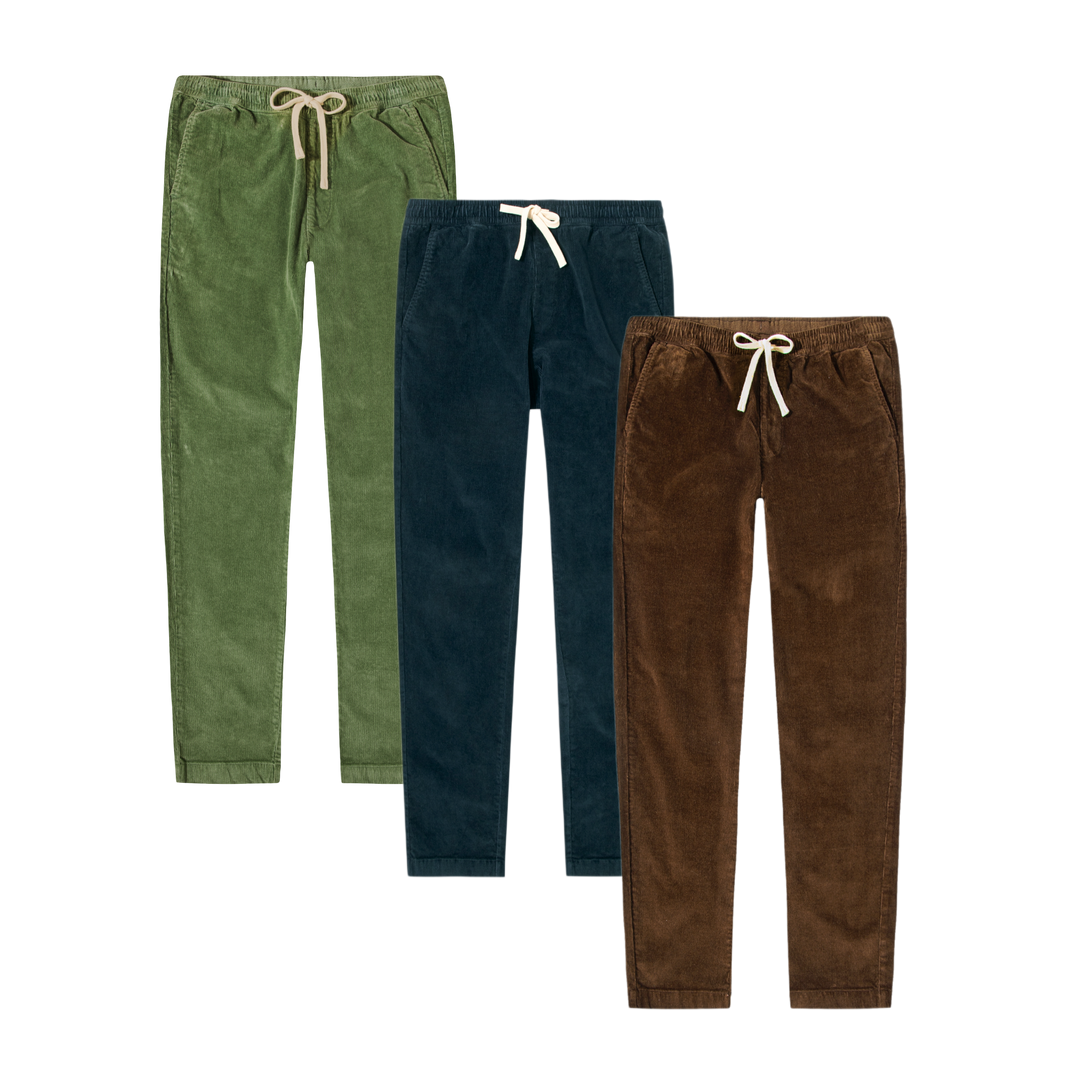 Corduroy Easy Pant 3 pack: Cactus, Navy, and Cocoa
