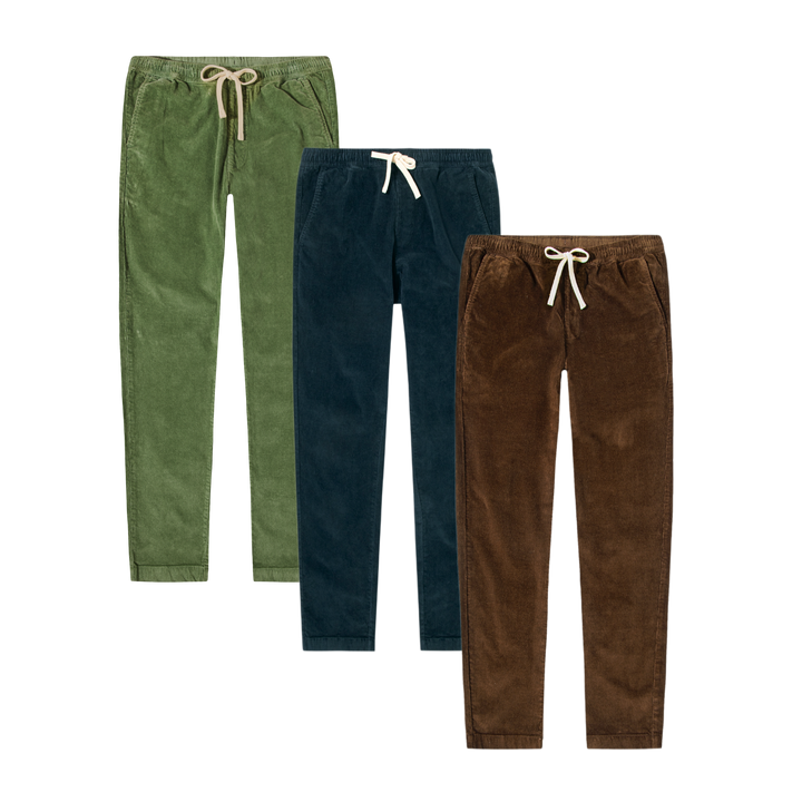 Corduroy Easy Pant 3 pack: Cactus, Navy, and Cocoa