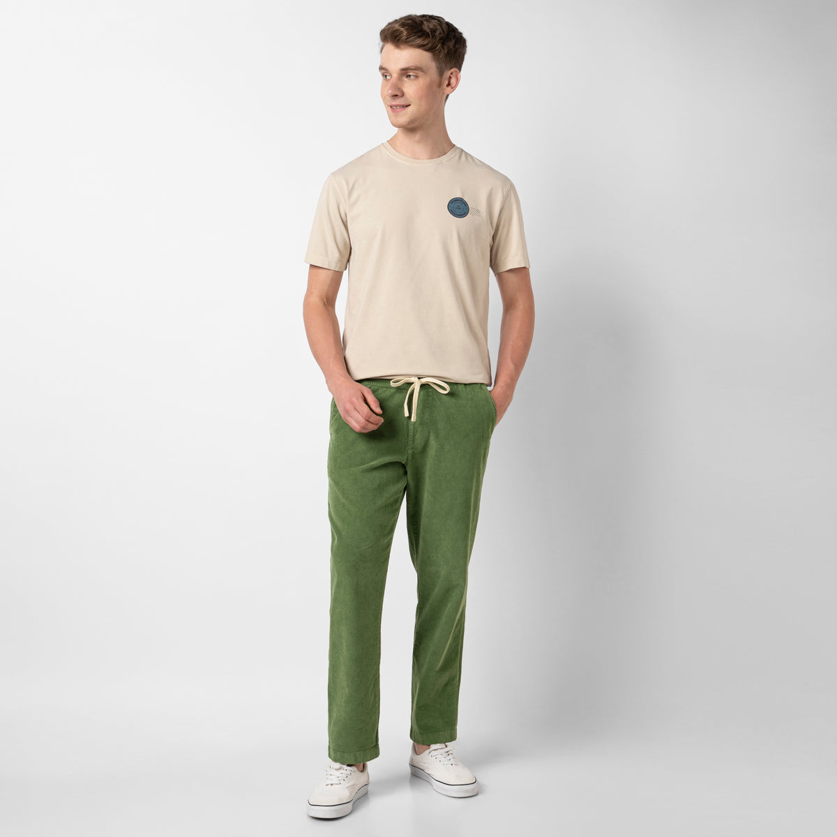 Corduroy Easy Pant Cactus full body on model
