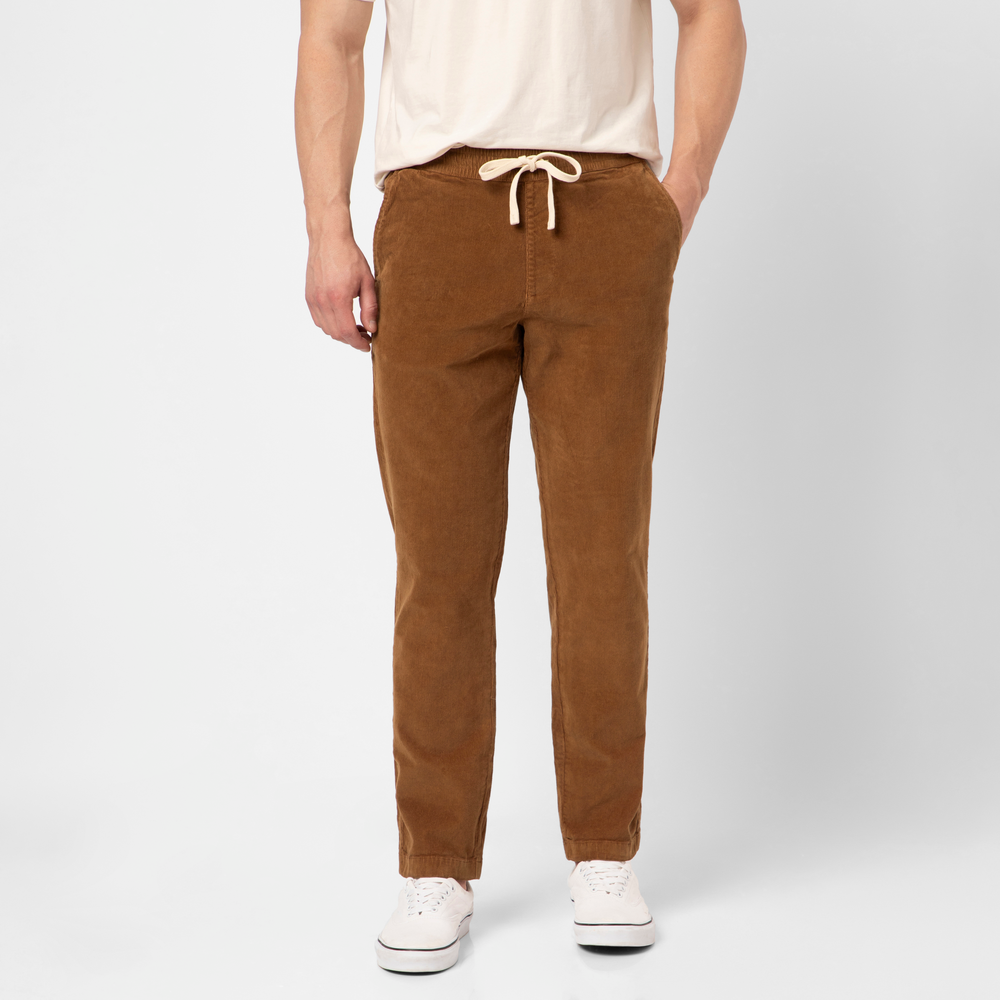 Corduroy Easy Pant Dark Clay front on model