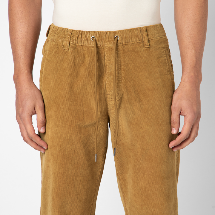 Corduroy Industry Pant Camel on model front close up