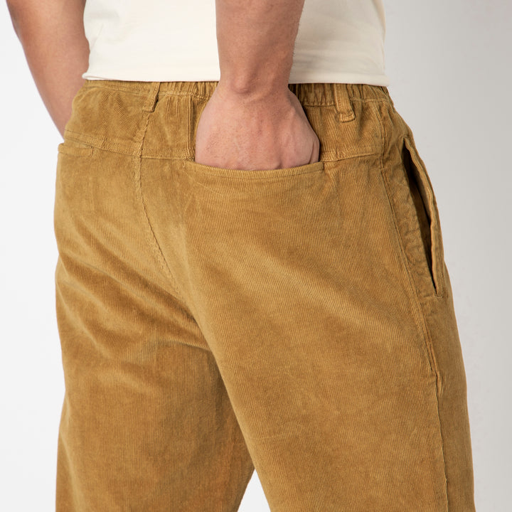 Corduroy Industry Pant Camel on model close up back