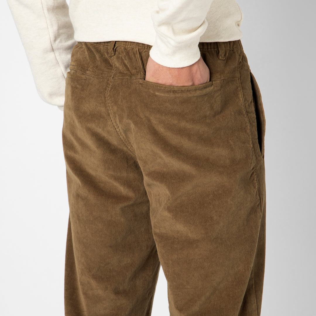 Corduroy Industry Pant Walnut on model close up back